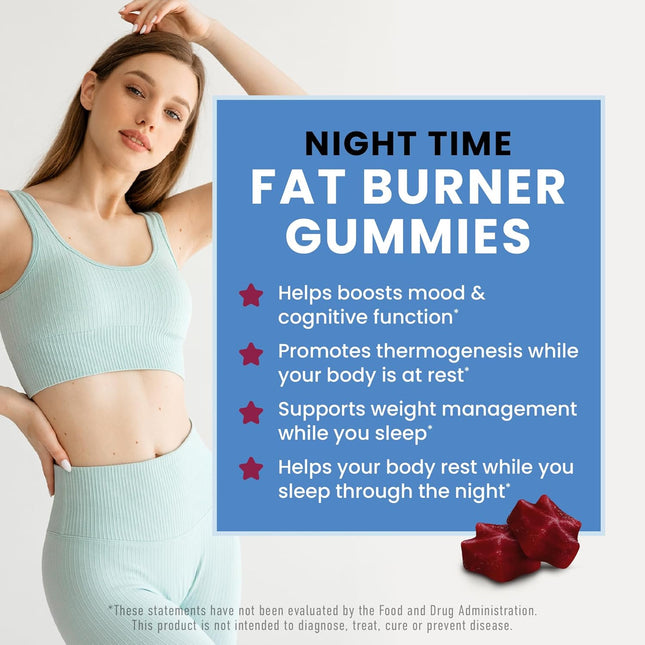 Night Time Fat Burner Gummies, Sleep Support & Weight Loss Supplement | Slimming