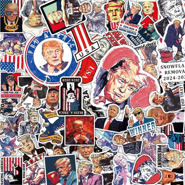 100 Pack President Stickers, American Graphic Picture Decal for Laptop, Phone, Vehicle, Water Bottle