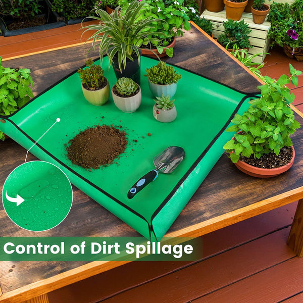 2 PCS 27 "X 27" Repotting Mat for Indoor Plant Transplanting and Mess Control Thickened Waterproof Potting Tray Foldable Succulent Potting Mat
