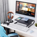 HUANUO Monitor Riser for Desk, Laptop Stand with Vented Steel Shelf, Black Black 1