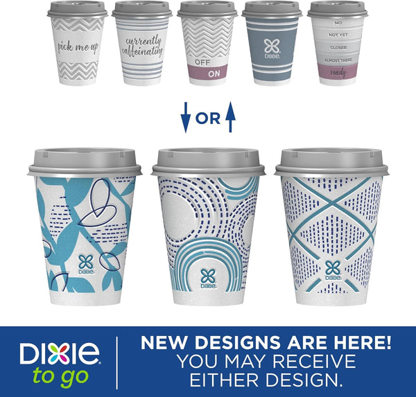 Dixie to Go Medium Paper Coffee Cups with Lids, 12 Oz, 14 Count, Disposable Cups for On-The-Go Hot Beverages