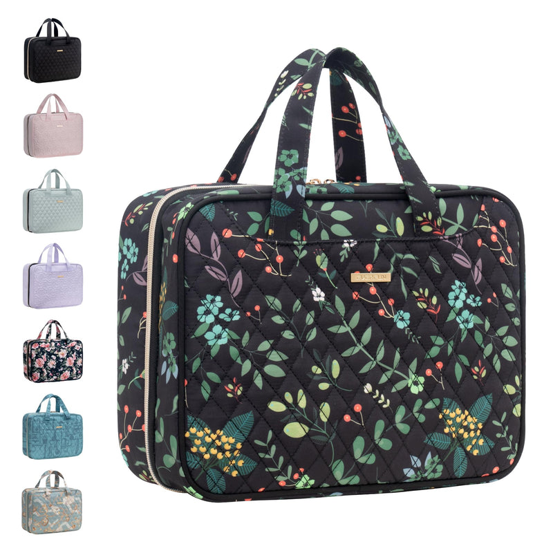 Everfun Travel Toiletry Bag with Hanging Hook and Leakproof Wet/Dry Compartments, Large Capacity Makeup Cosmetic Organizer for Women, 12x9x4.5