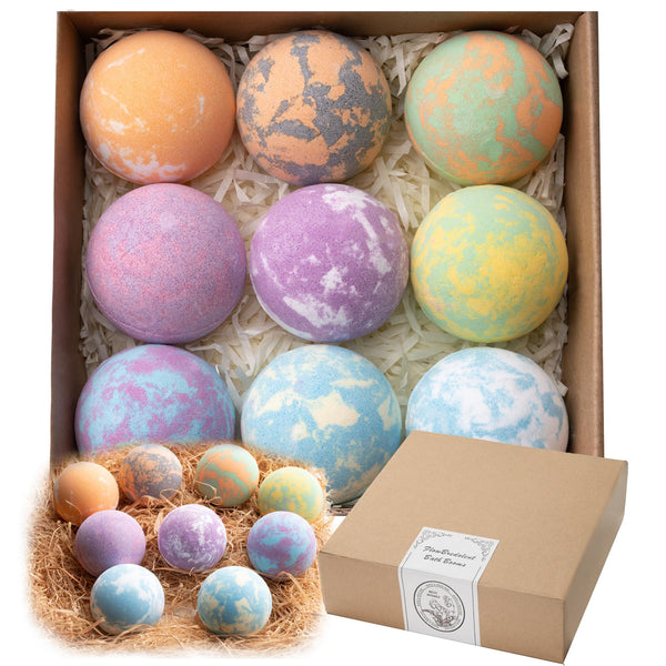 Bath Bomb for Women, 9Pcs Handmade Bubble Bathbombs with Natural Essential Oils, Coco Butters, Holiday Gift for Mother, Wife, Girlfriend, Floral