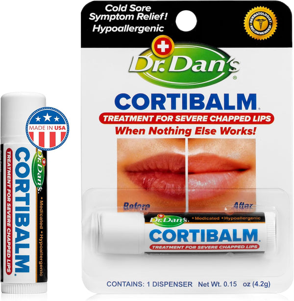 Dr. Dan's Cortibalm - 1 Pack - for Dry Cracked Lips - Healing Lip Balm for Severely Chapped Lips - Designed for Men, Women and Children 1 Count