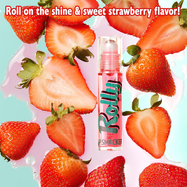 Lip Smacker Rolly Lip Gloss, Classic Roller-Ball Design for a Cooling Sensation, Hydrating & Moisturizing Shine - Strawb