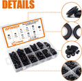 ISPINNER 190pcs Rubber Grommet Assortment Kit, 9 Sizes Eyelet Ring Gasket 1/4" 5/16" 3/8" 7/16" 1/2" 5/8" 3/4" 7/8" 1" (Black)