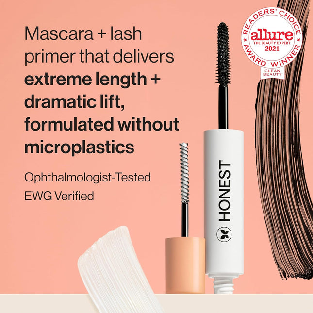 Honest Beauty 2-In-1 Extreme Length Clean Mascara + Lash Primer | Lengthening + 