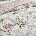 Flysheep 3 Pieces Quilt Set Full/Queen Size, Beige Floral Reversible Bedspread Coverlet Set, Soft Microfiber Lightweight Bed Cover for All Season