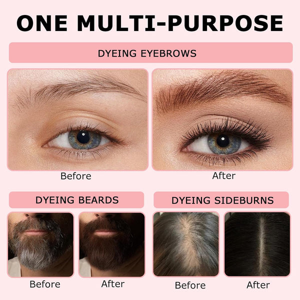Eyebrow Color Kit with Brow Color & Eyebrow Pencil, 2-in-1 Natural Effects Eyebrow Makeup Set, Easy & Safe to Use 10ml - #01ZM Black Brown