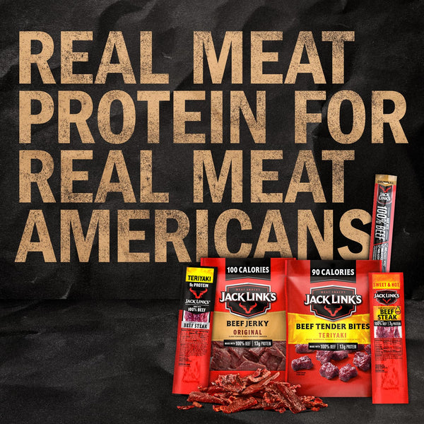 Jack Link's Beef Jerky Variety Pack Gift Basket - 15 Pack - Assorted Jerky, Steaks, and Meat Sticks - Ready to Eat Protein Snacks - Made with 100%