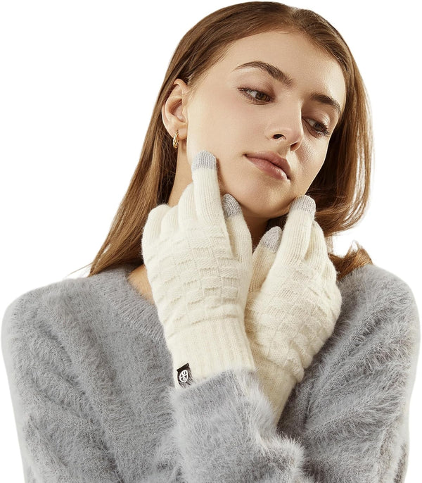 Winter Gloves for Women Thermal Knit Elastic Soft Warm Touch Screen Friendly Glove for Cold Weather