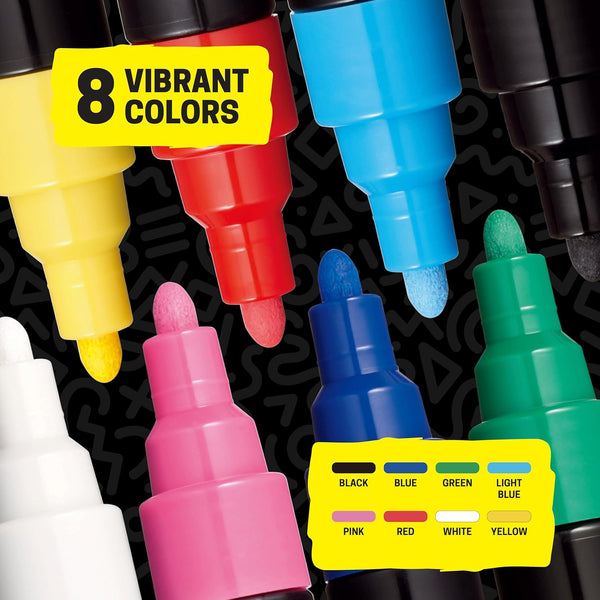 Posca Paint Markers, 5M Medium Acrylic Markers with Reversible Tips, Artist Recommended For Gifts, Fabric, Metal, Glass, Wood and Canvas, Assorted
