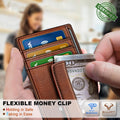 BULLIANT Men Slim Leather Wallet Money Clip 7Cards-Gift Boxed-RFID Blocking | Easy Access | Pocket Fit | Minimalist Skinny Brick Brown7490 Alaska