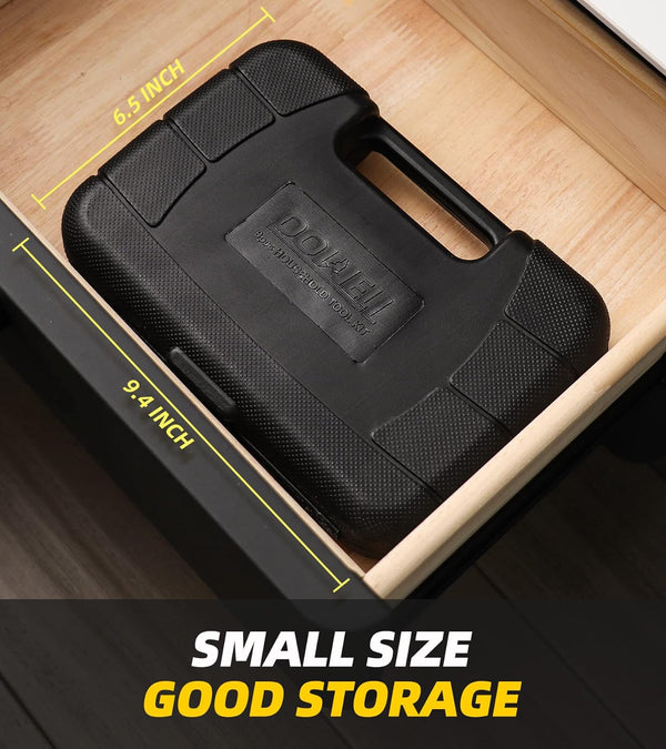 DOWELL Small Homeowner Tool Set 9 Pieces General Household Small Hand Tool Kit with Plastic Tool Box Storage Case HYT8