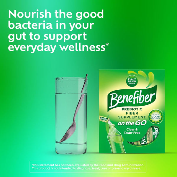 Benefiber On the Go Prebiotic GLP-1 Friendly Fiber Supplement Powder for Digestive Health, Daily Fiber, Unflavored - 28 Sticks (3.92 Ounces) 28