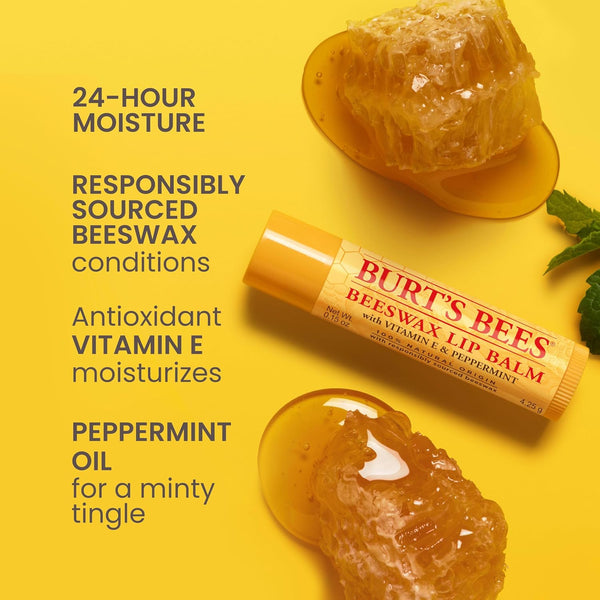 Burt'S Bees Lip Balm - Original Beeswax, Lip Moisturizer with Responsibly Sourced Beeswax, Tint-Free, Natural Origin Conditioning Treatment, 2