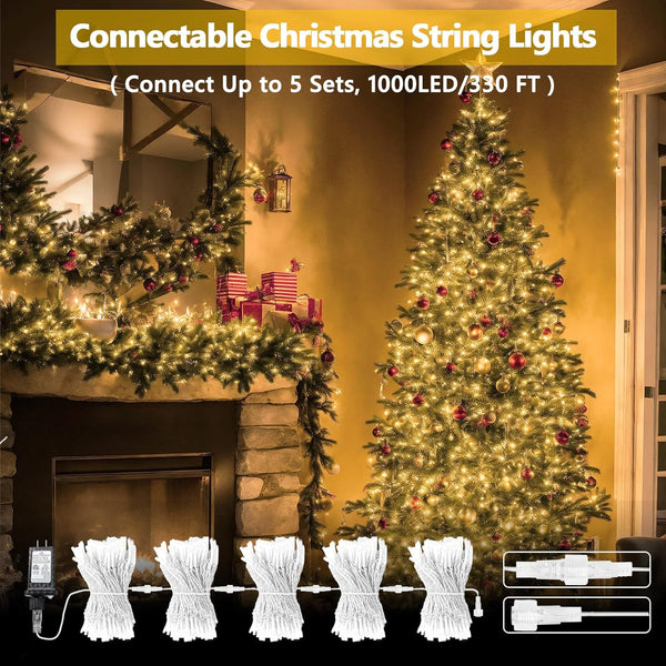 Connectable 200 LED String Lights Indoor Outdoor with Timer, 66FT 13 Modes Warm White Christmas Lights Waterproof, Twinkle Fairy Lights Plug in