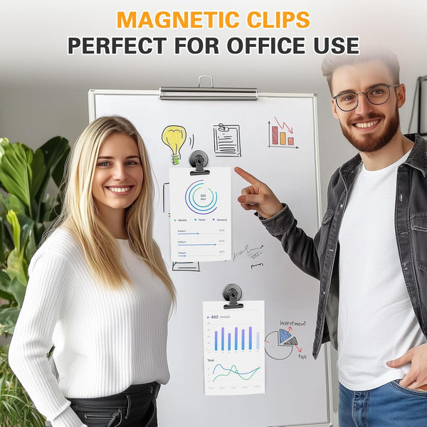 Grtard 12 Pack Magnetic Clips, Fridge Magnets Refrigerator Magnets, Strong Magnetic Clips Heavy Duty, Whiteboard Magnet Clip for Office Home