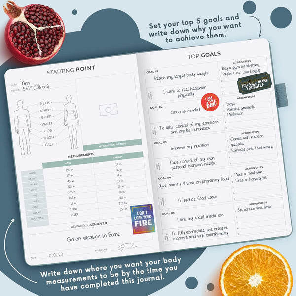 Clever Fox Wellness Planner - Weekly & Daily Health and Wellness Log, Food Journal & Meal Planner Diary for Calorie Counting, Notebook for Medical