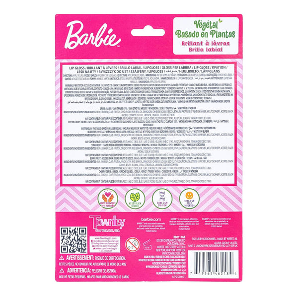 Townley Girl Barbie Lip Gloss Set, 7-Piece Plant-Based, Ages 3+