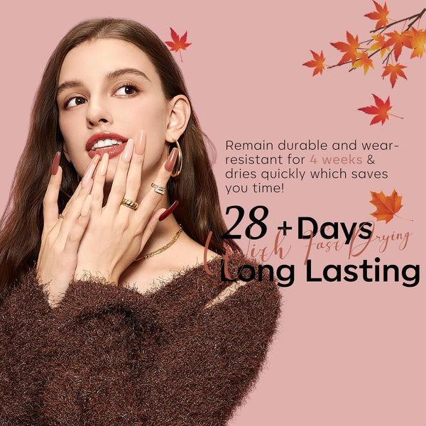 modelones Gel Nail Polish Set -6 Colors Nude Brown Gel Polish Kit Neutral Raspberries Purple Pearl Glitter Nail Polish Soak Off LED Starter Kit