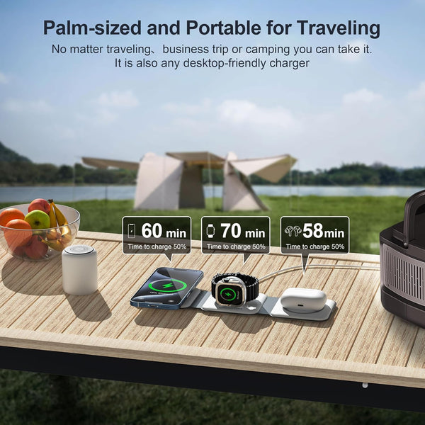 UCOMX 3 in 1 Charging Station for Multple Devices,Foldable 3 in 1 Wireless Charger for Travel,Nano Wireless Charging Station for Iphone16 15 14 13