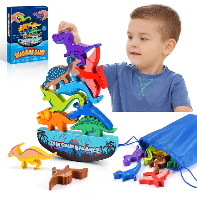 Dinosaur Toys for Kids 3-5: Wooden Stacking Montessori Toys for 3 4 5 6 7 8 Year