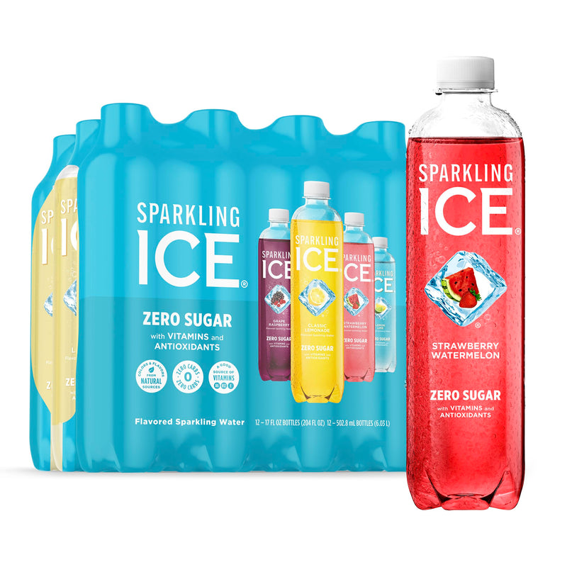 Sparkling Ice Blue Variety Pack, Zero Sugar Sparkling Water, with Vitamins and Antioxidants, 17 fl oz, 12 count (Classic Lemonade, Strawberry