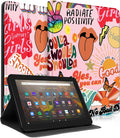 for Amazon Kindle Fire HD 10/10 Plus Tablet Case 13th/11th Generation for Women Girls Folio Cover Cute Fashion Design Kawaii Unique Quotes Pretty