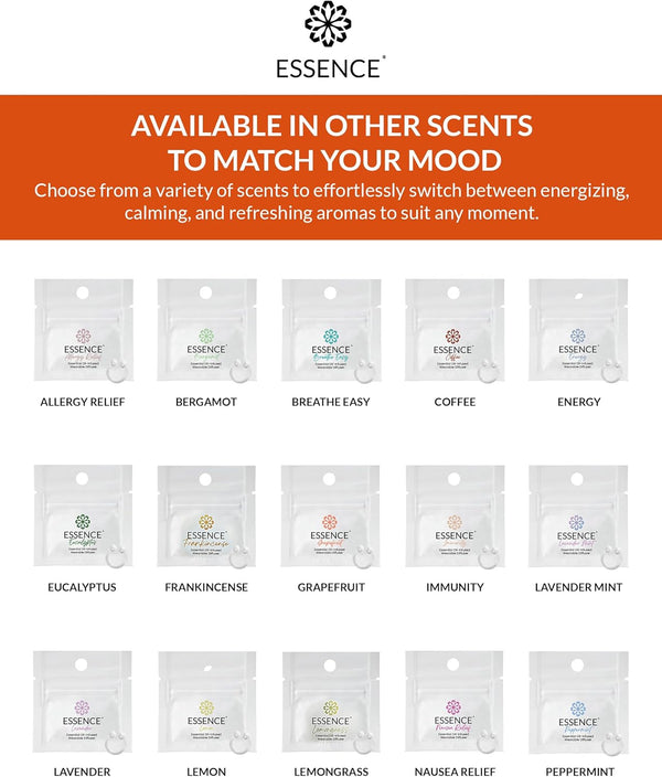 Essence Wearable Aromatherapy Nasal Diffuser – Orange Essential Oil Nose Ring Silicone Inhaler for Stress & Mood Support - Made in USA &