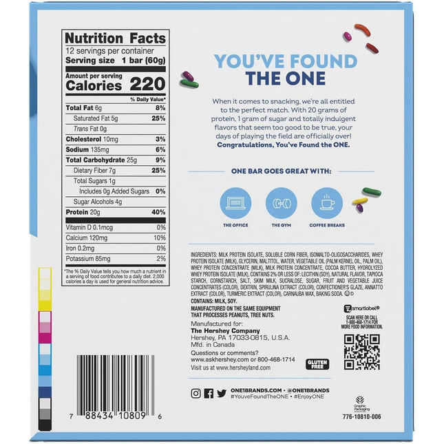 ONE Protein Bars, Birthday Cake, Gluten Free with 20G Protein and 1G Sugar, Pant