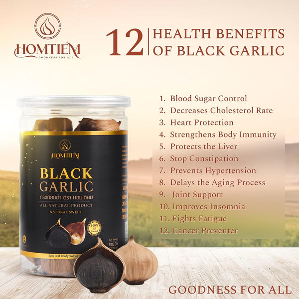 Homtiem Black Garlic 8.82 Oz (250g.), Whole Black Garlic Fermented for 90 Days, Super Foods, Non-GMOs, Non-Additives, High in Antioxidants, Ready