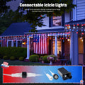 JMEXSUSS Icicle Lights for 4th of July Decor, 400 LED Red White and Blue | 38.8 Ft Icicle Lights for Outside, Independence Day Icicle String Light