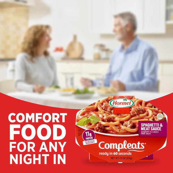 HORMEL COMPLEATS Spaghetti & Meat Sauce Microwave Tray, 7.5 oz. (7 Pack) Spaghetti with Meat Sauce
