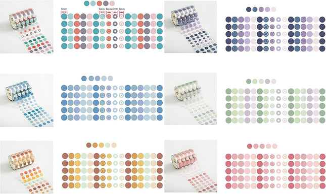 6 Rolls Circle Stickers - Colorful Circles Stickers Pack - Translucent Color Coding Dots Labels - Assorted Color Code St
