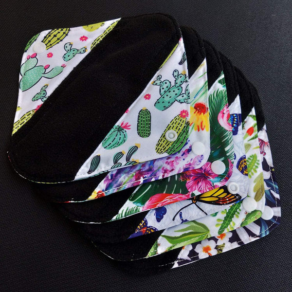 7pcs/Set Reusable Menstrual Pads Including 1pc Mini Wet Bag +6pcs Bamboo Charcoal Cloth Menstrual Incontinence Pads/Reusable Sanitary/Mama Panty