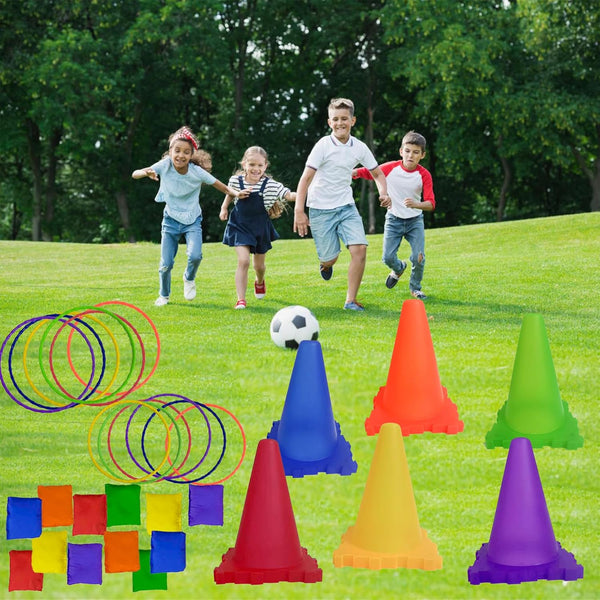 Outdoor Toys for Kids Ages 4-8 Bead Bags Tossing Rings Games Ring Toss Party Carnival Backyard Games for Kids Obstacle Course for Kids Toddler
