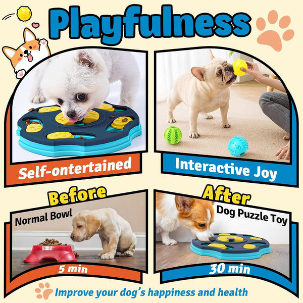 Forfon 9 Pack All-Around Dog Puzzle Toy Set -Mentally Stimulating Dog Enrichment Toys for Small to Medium Smart Dogs, Includes Dog Lick Mat with