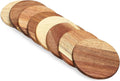 Juvale Round Acacia Wood Coasters - 8 Pack, 4 in, Brown - Drink Coasters for Coffee & Dining Table Decor - Bar & Home Bar Accessories - Wood Decor