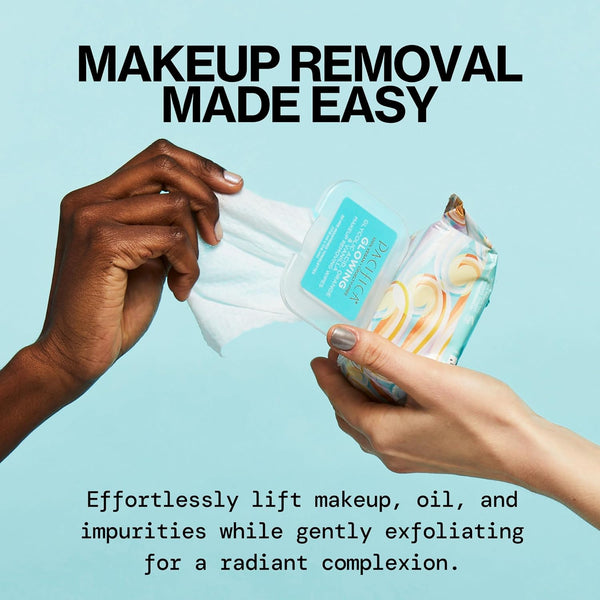 Pacifica Beauty | Glowing Makeup Remover Wipes | Gycolic Acid, Coconut Water, Aloe Infused | Daily Cleansing + Exfoliating | Clean Skin Care |