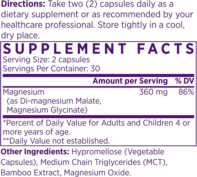 NAOMI Mighty Mg Magnesium Glycinate & Malate Complex 360Mg, High Absorption Form