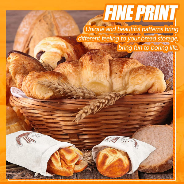 Dunzy 20 Pcs Linen Bread Bag for Homemade Bread Reusable 2 Sizes 10" x 12" and 11" x 17" Unbleached Container Drawstring Natural Bags Storage for
