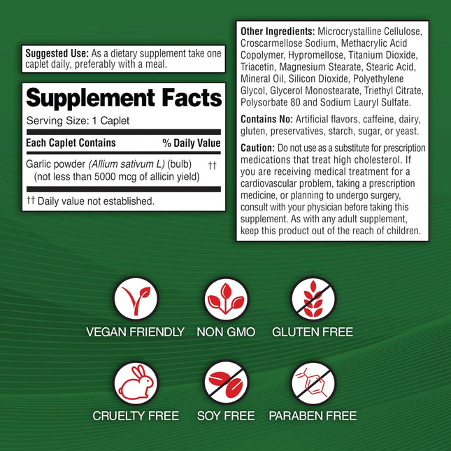 Garlique Garlic Extract Supplement, Healthy Blood Pressure Formula, 1800 Mcg All