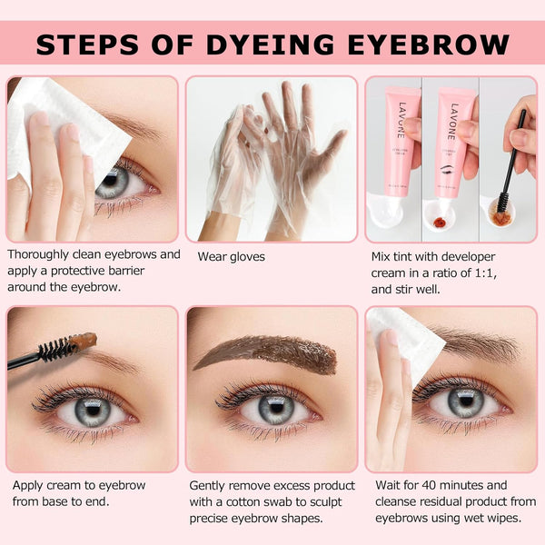 Eyebrow Color Kit with Brow Color & Eyebrow Pencil, 2-in-1 Natural Effects Eyebrow Makeup Set, Easy & Safe to Use 10ml - #01ZM Black Brown