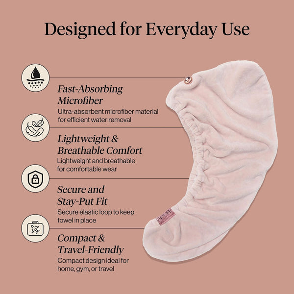 Kitsch Microfiber Hair Towel Wrap for Women - Pink Pink 1 Count