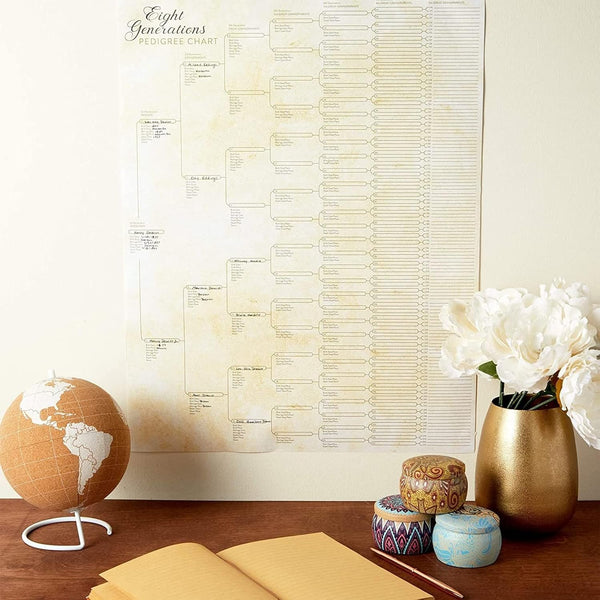 Okuna Outpost Family Tree Charts to Fill in - 8 Generation Genealogy Charts with 255 Name Spaces - Blank Family Tree Posters on Poster Paper for