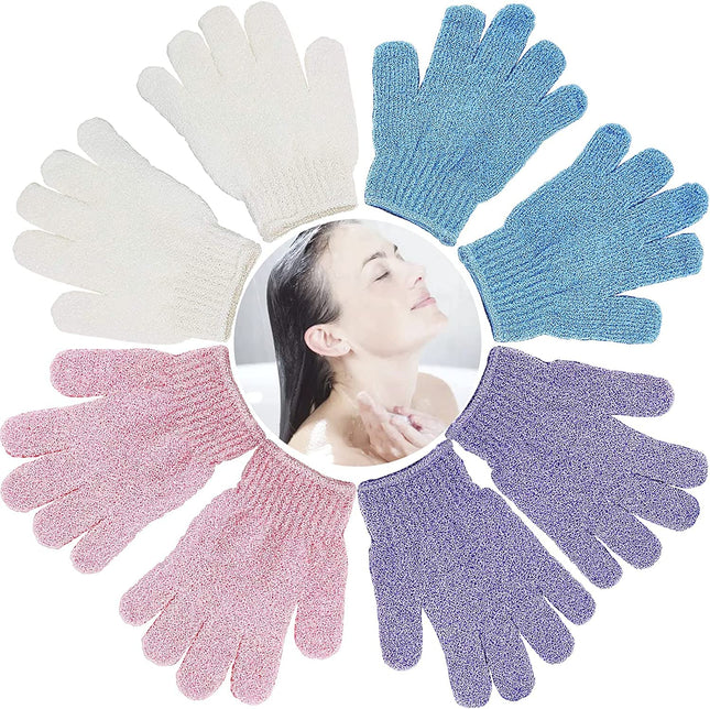 8 PCS ROTOPATA Deep Exfoliating Gloves Mitt with Hanging Loop for Shower, Spa, Body Scrubs, Dead Skin Cell Remover Bathi