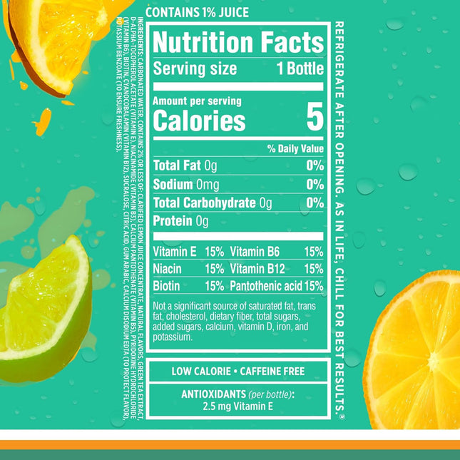 Sparkling Ice, Lemon Lime Sparkling Water, Zero Sugar Flavored Water, with Vitam