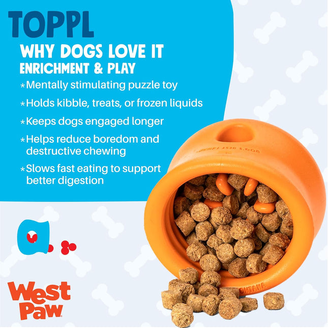 West Paw Zogoflex Toppl Interactive Treat Dispensing Dog Puzzle Play Toy, 100% G