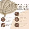 GOO GOO I Tip Hair Extensions Real Human Hair, 14inch 50g 100S, Cold Fusion I Tip Hair Extensions,18A/613A Dark Blonde Highlighted Bleach Blonde